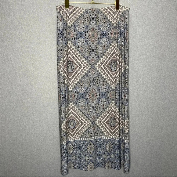 Chico’s Blue and Neural Printed Column Maxi Shirt - Picture 6 of 9